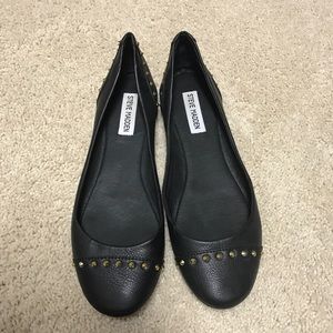 Black Steve Madden flats with gold stud detail
